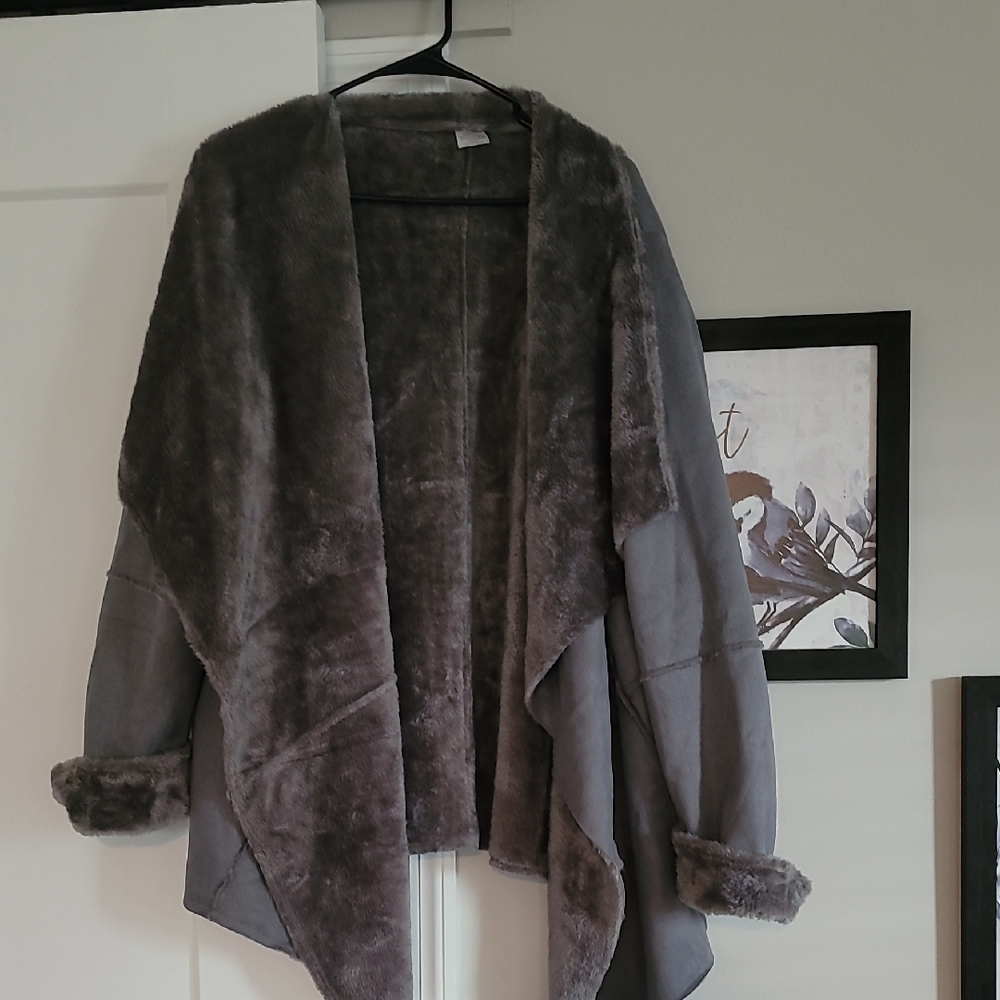 Gray Faux Fur Women's Jacket
